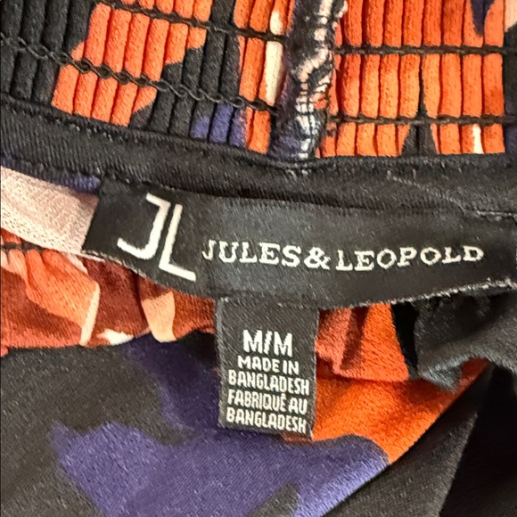 Jules & Leopold Black and Orange Floral Ruffle Neck and Cuffs Blouse Top - Picture 3 of 8